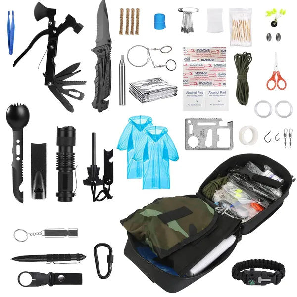 121-Piece Outdoor Survival & First Aid Kit – Emergency Adventure Preparedness System