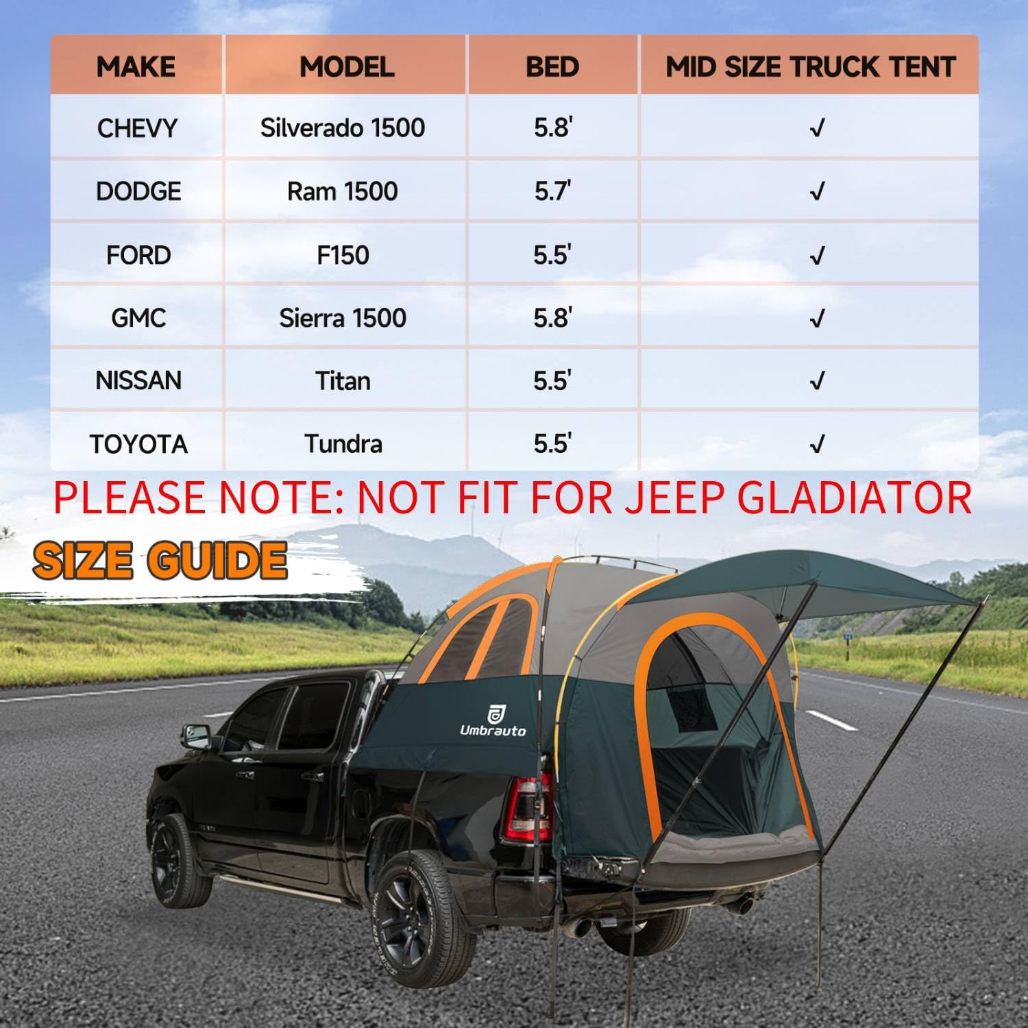 Umbrauto™ 4-Season Truck Bed Camping Tent