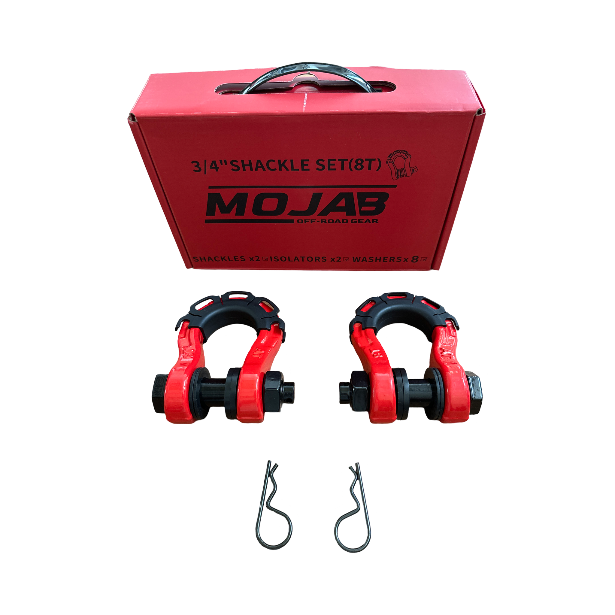 3/4" Forged Steel D-Ring Shackles (8 Ton) – Recovery Shackle Set (Pair)