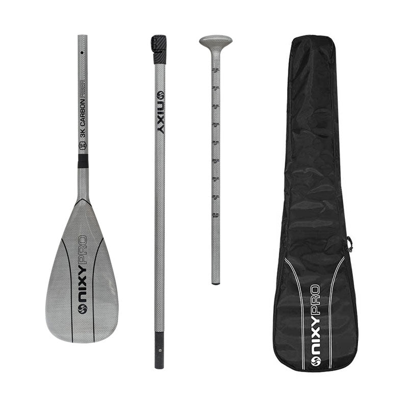 NIXY 100% 3K Carbon Fiber SUP Pro Paddle – 3-Piece Adjustable Performance Paddle
