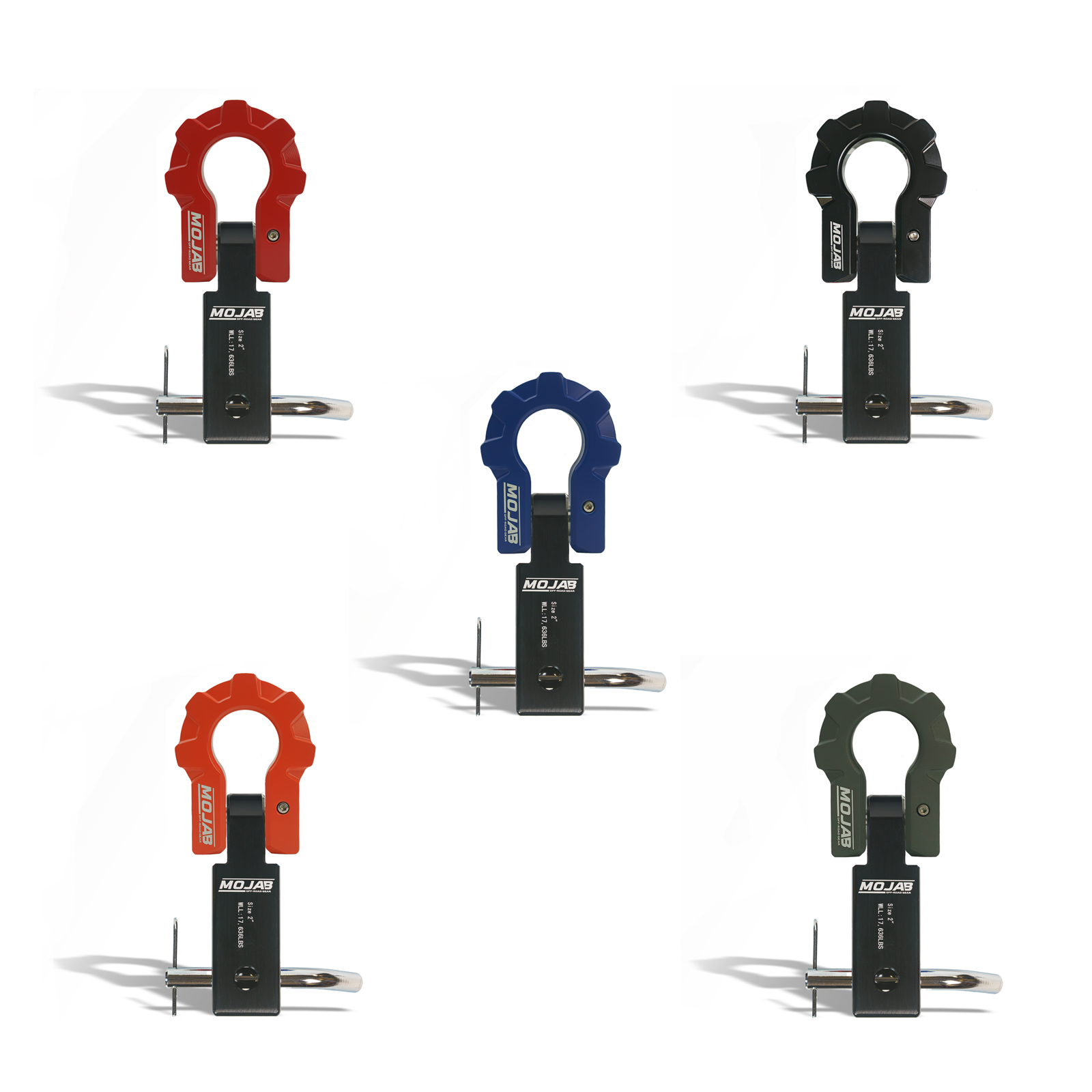 2" Aluminum Hitch Receiver with 9T Aluminum D-Ring Shackle – Ceramic Coated