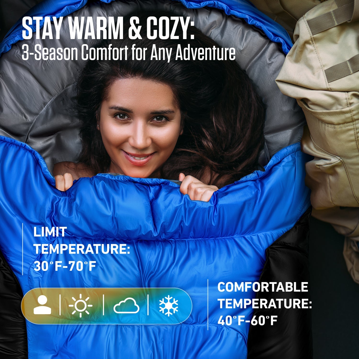 XXL Sleeping Bag for Big & Tall Campers – 30°F Cold Weather Rated