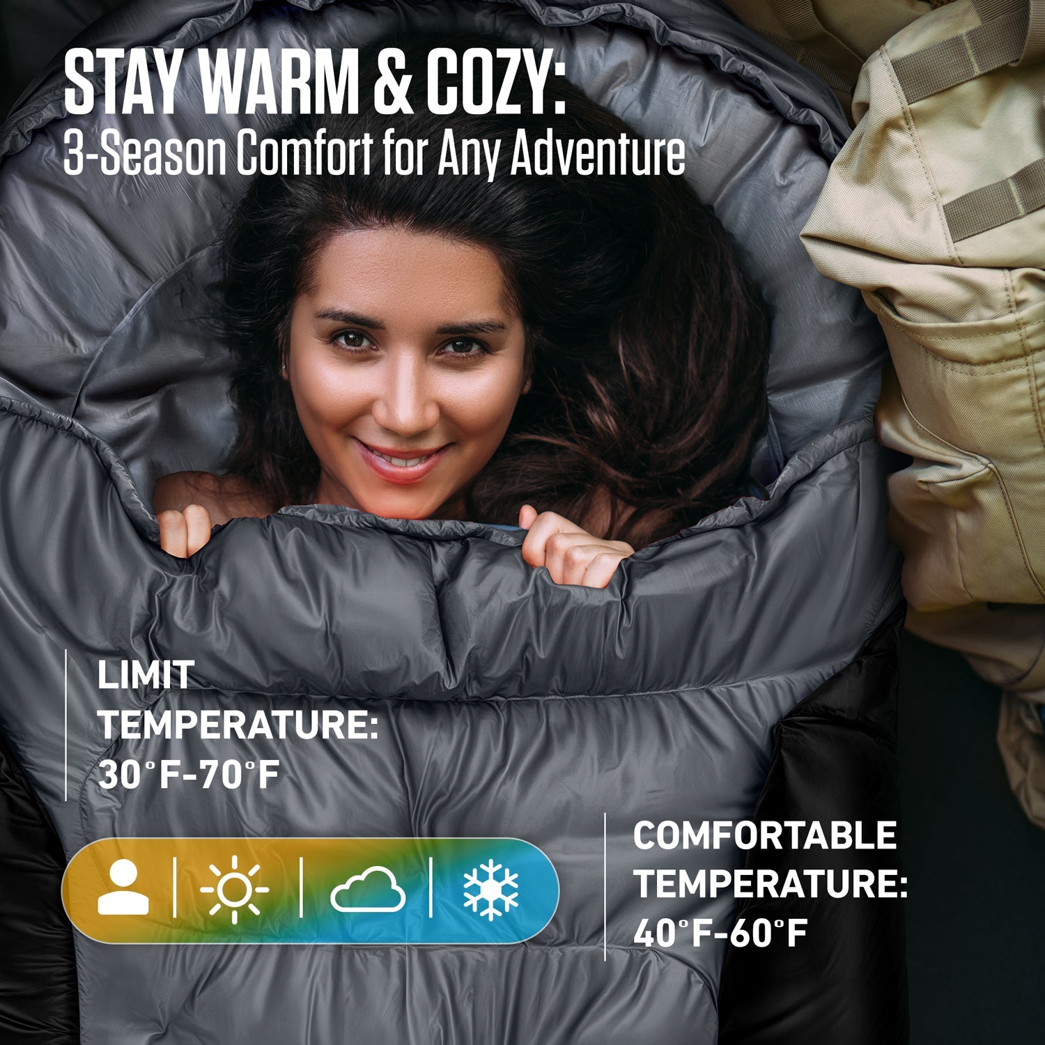 XXL Sleeping Bag for Big & Tall Campers – 30°F Cold Weather Rated