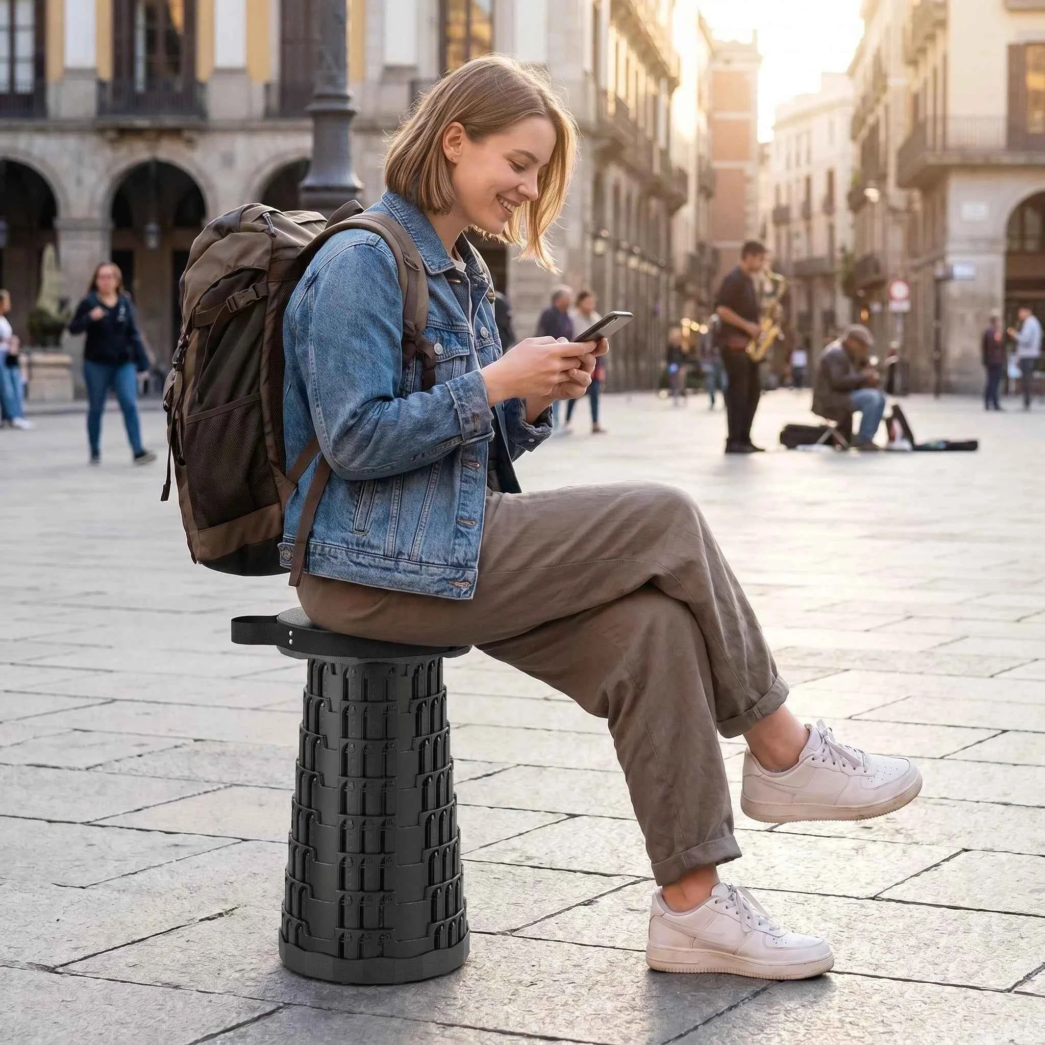 Adjustable Collapsible Camping Stool – Portable Retractable Outdoor Seat