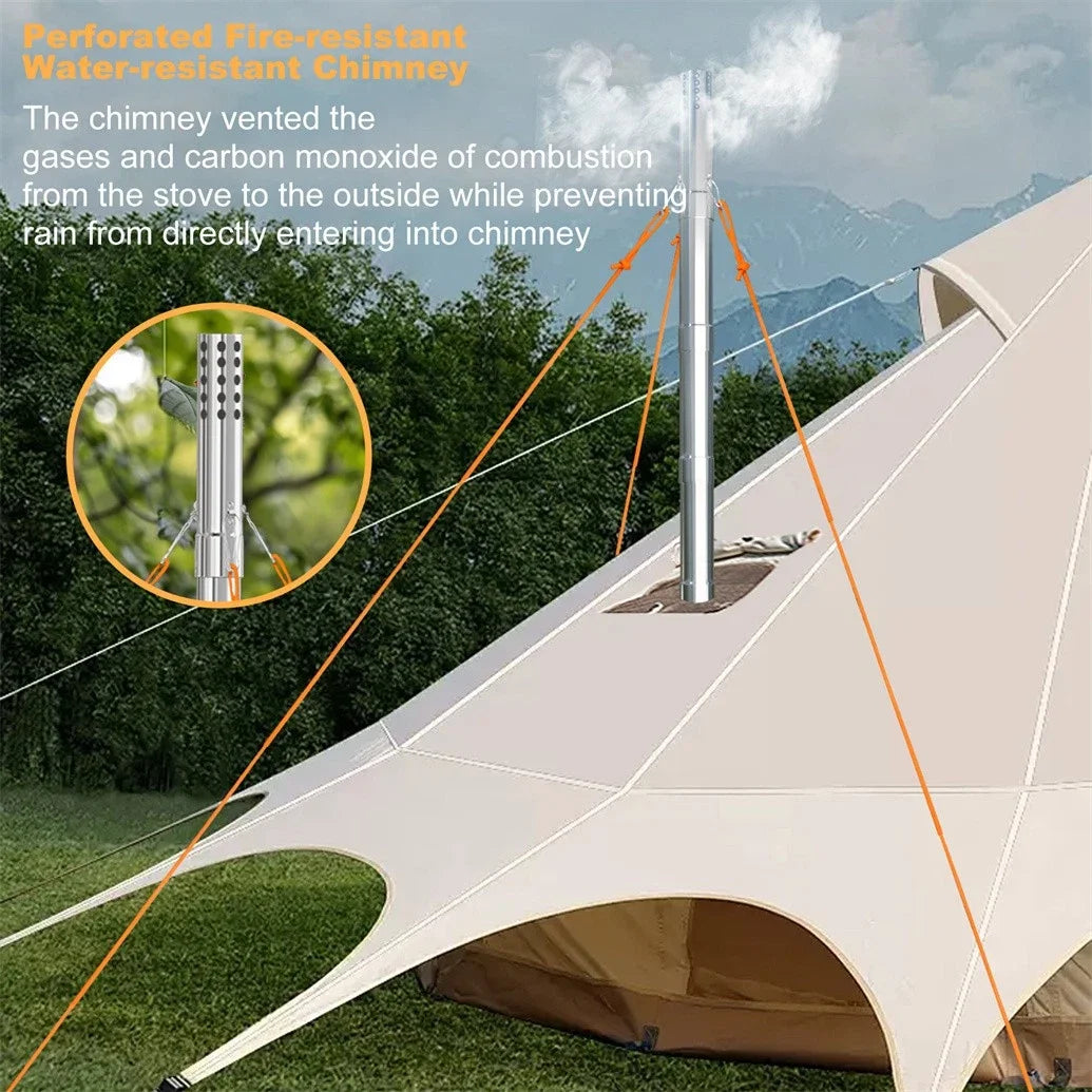 Hot Tent Wood Burning Stove – Portable Stainless Steel Camping Stove with Chimney Kit