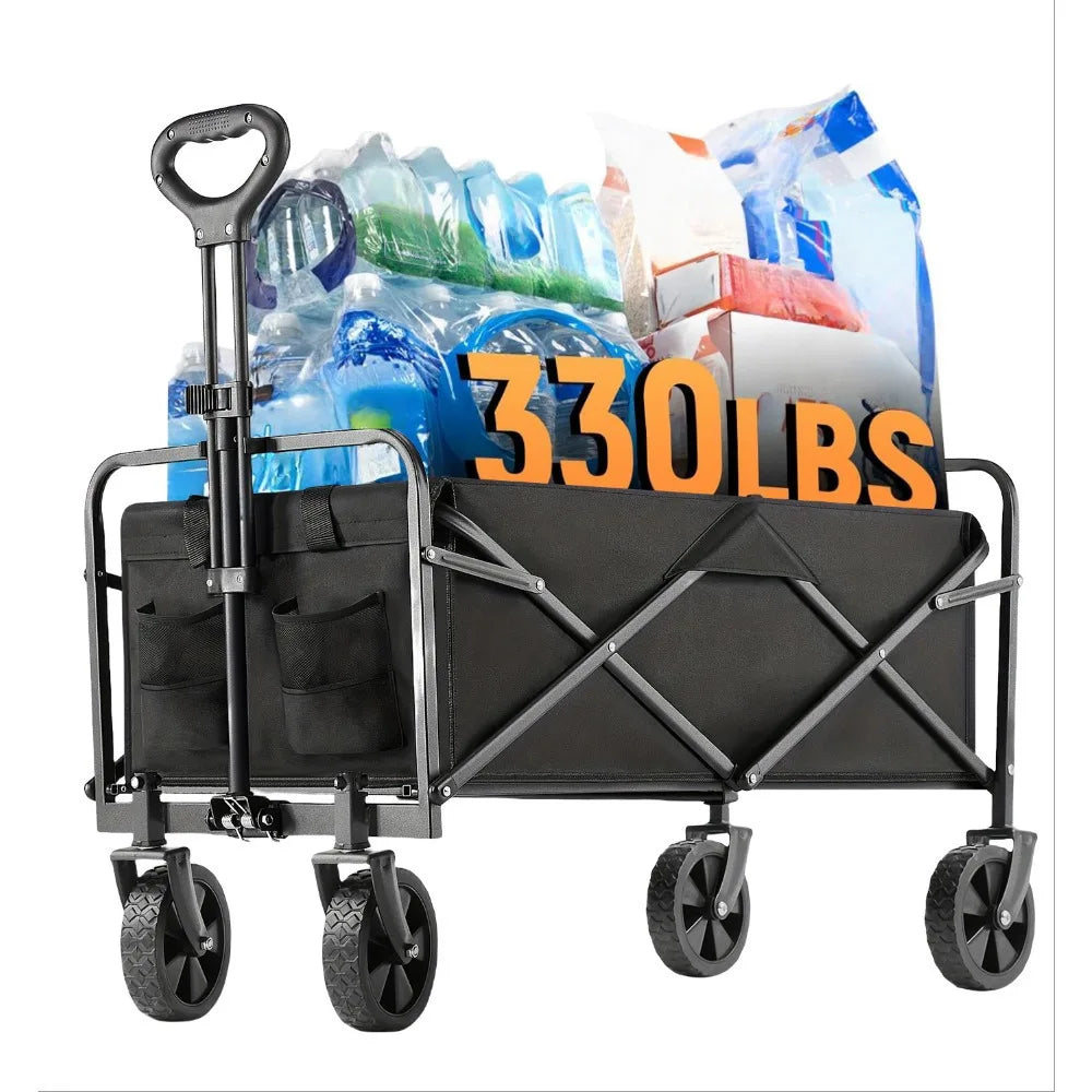 Heavy-Duty Folding Wagon Cart – All-Terrain Collapsible Utility Wagon
