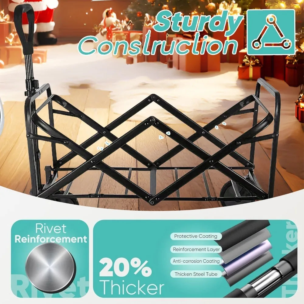 Heavy-Duty Folding Wagon Cart – All-Terrain Collapsible Utility Wagon