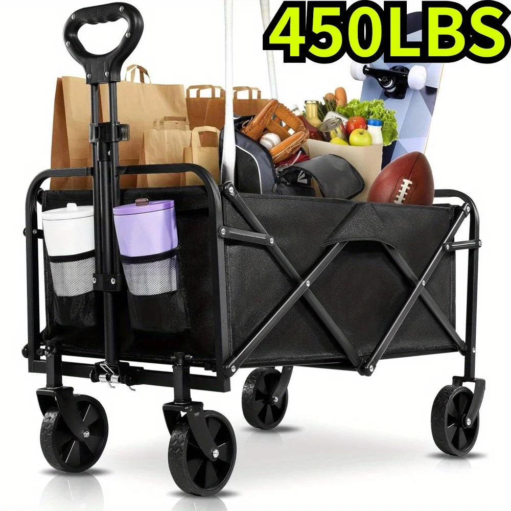 Heavy-Duty Folding Wagon Cart – All-Terrain Collapsible Utility Wagon
