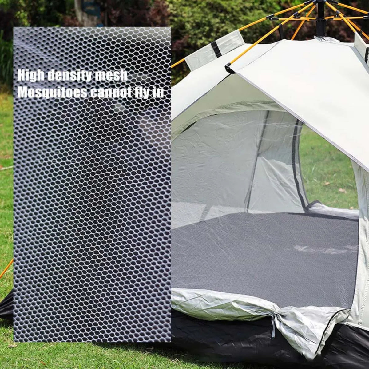 Small Silver Compact Auto Tent – 3-4 Person Instant Pop-Up Camping Shelter