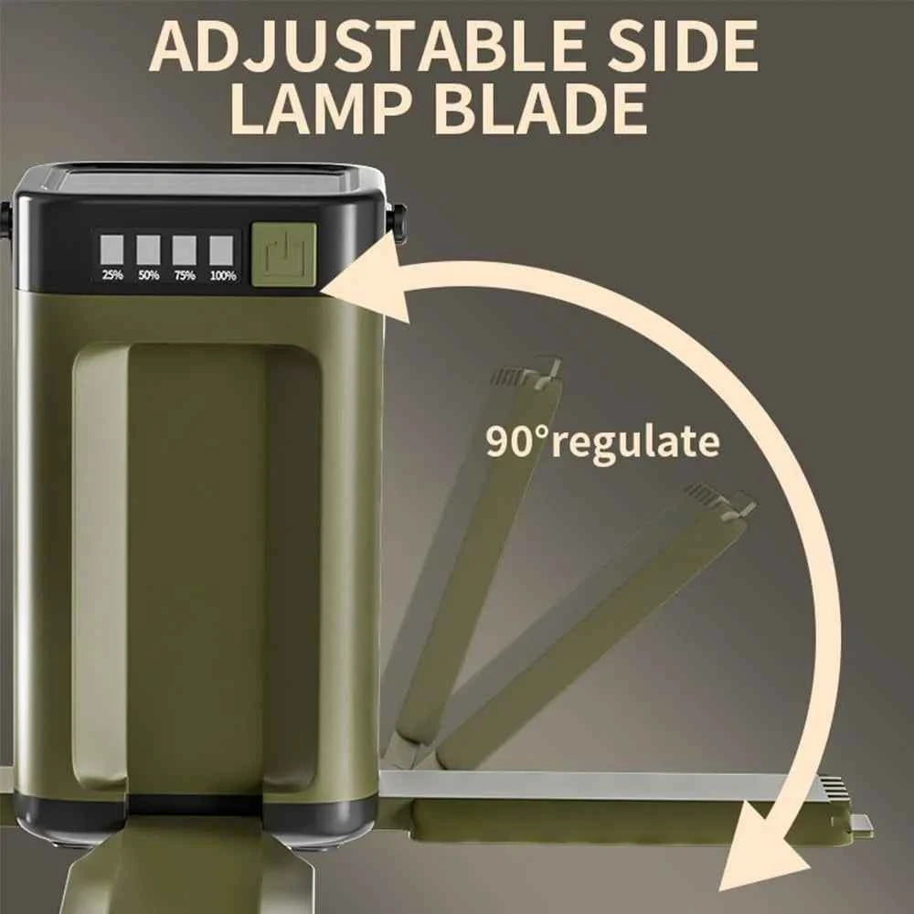 Multifunctional 4-Leaf Foldable Camping Lantern Solar Rechargeable Large Capacity Portable Outdoor Emergency Light