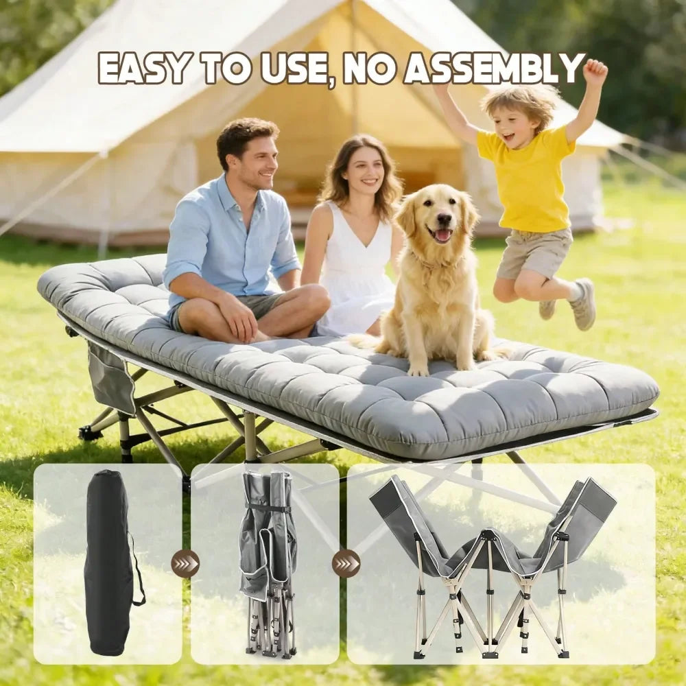 Heavy-Duty Portable Camping Cot with Mattress