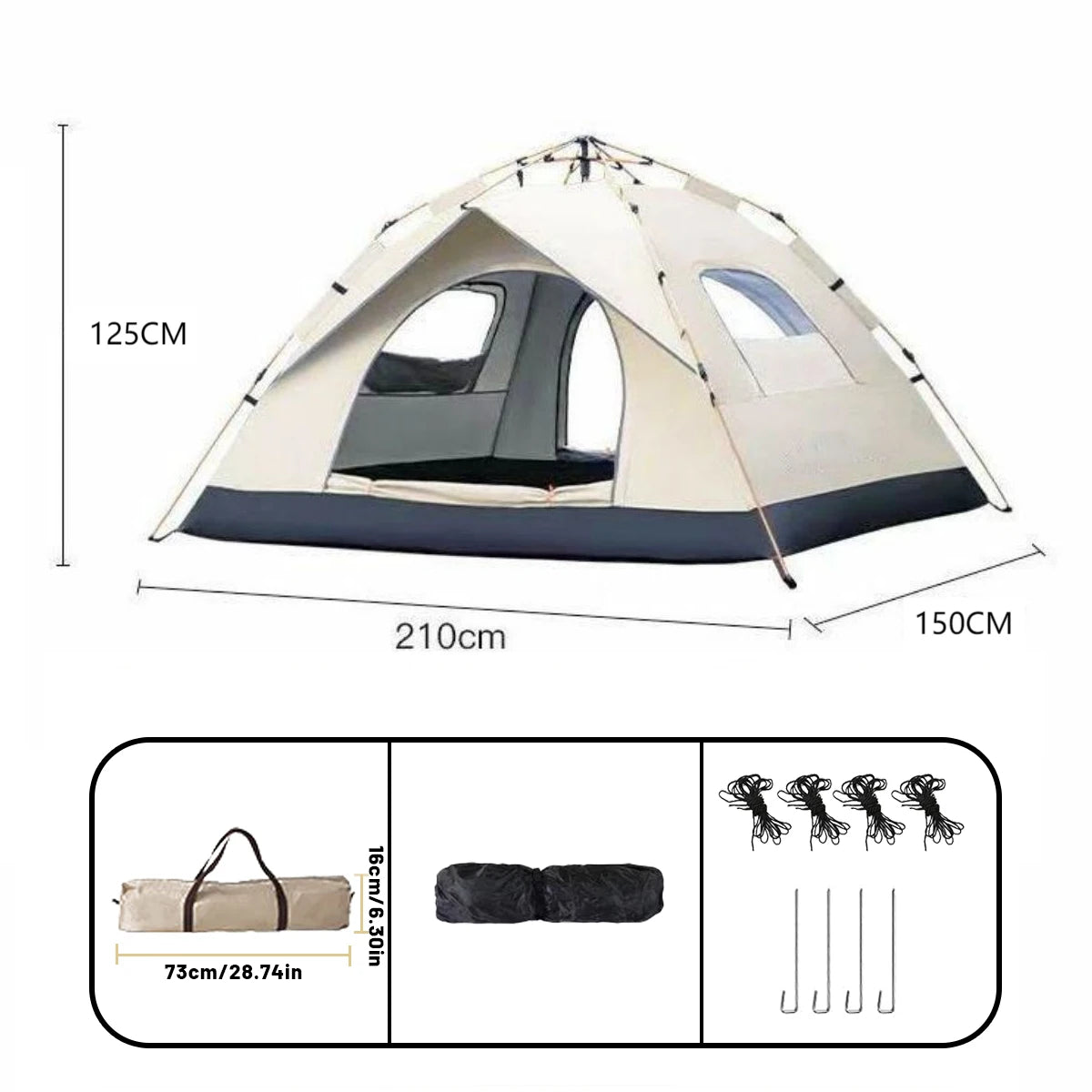 Pakicetus Automatic Quick-Opening Camping Tent – 4 Person