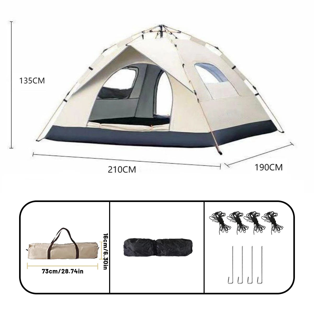 Pakicetus Automatic Quick-Opening Camping Tent – 4 Person