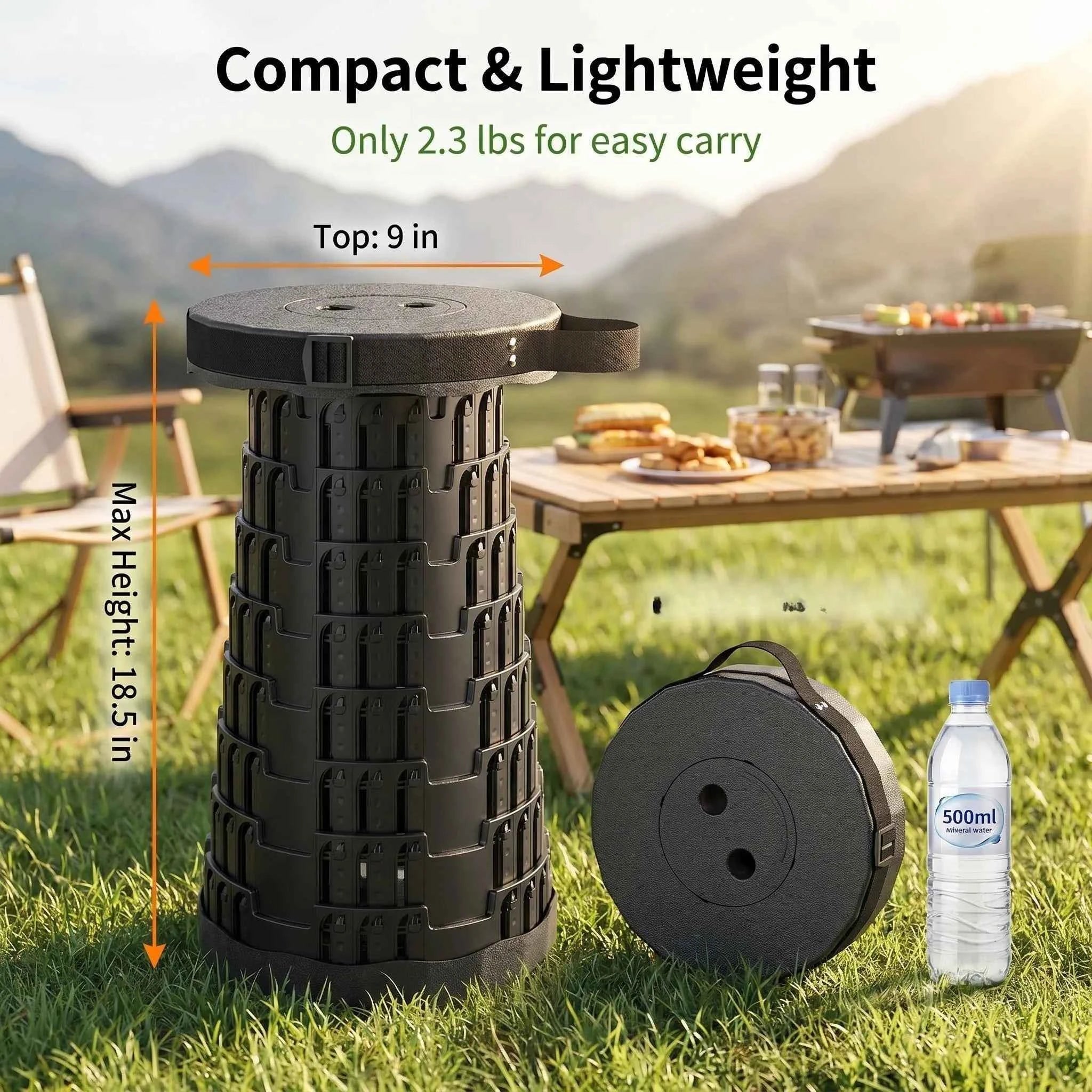 Adjustable Collapsible Camping Stool – Portable Retractable Outdoor Seat