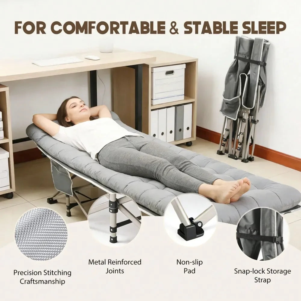 Heavy-Duty Portable Camping Cot with Mattress