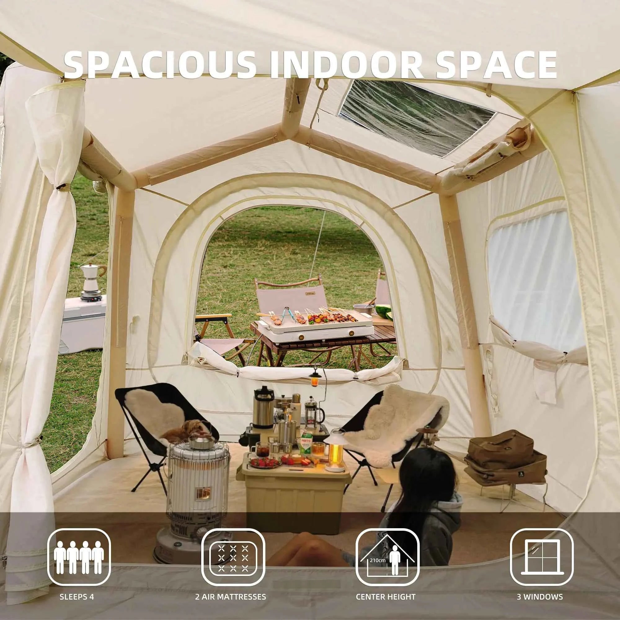 Inflatable Glamping Tent – 4/6/8 Person Waterproof Air Tent