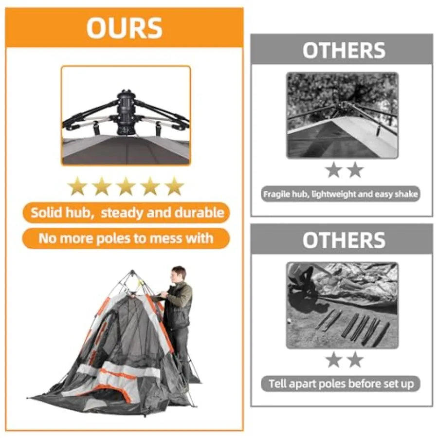 Family Instant Pop-Up Camping Tent – 6 Person Quick Setup Dome Tent