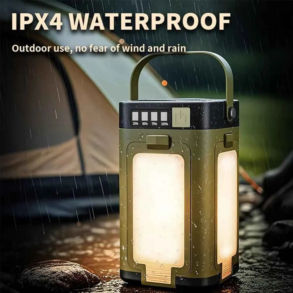 Multifunctional 4-Leaf Foldable Camping Lantern Solar Rechargeable Large Capacity Portable Outdoor Emergency Light