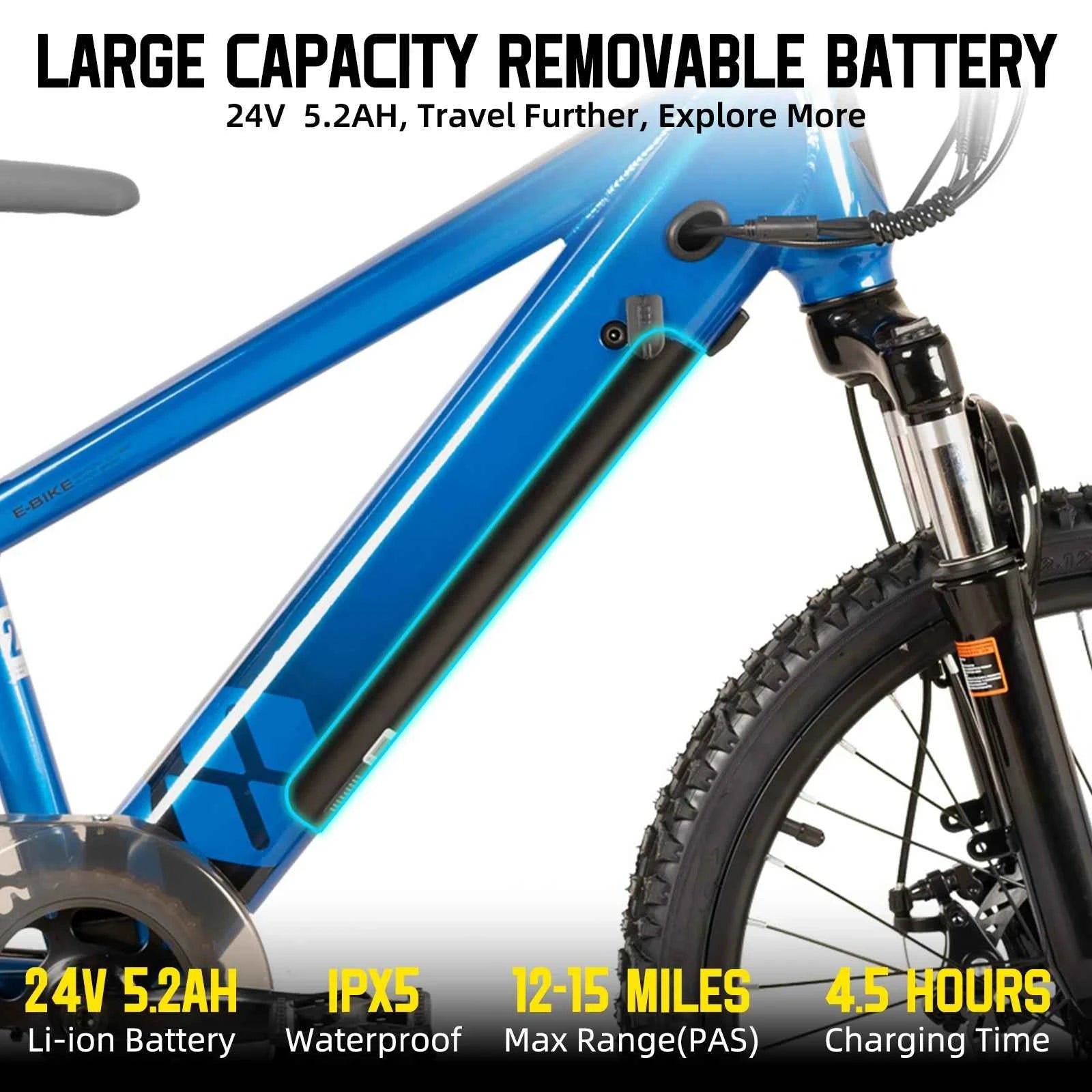 JOYSTAR Kids Electric Mountain Bike – 250W Electric Bike for Ages 7+