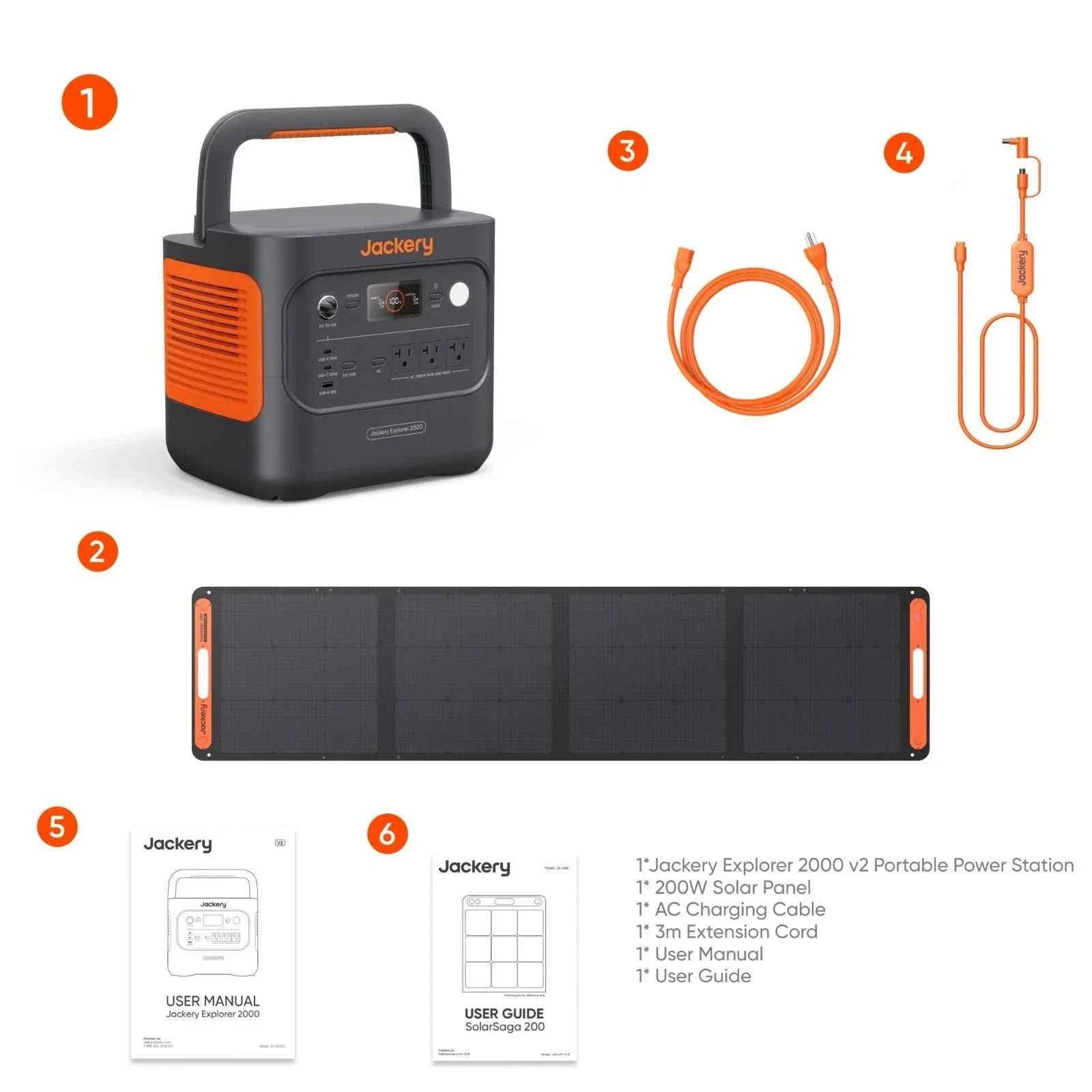 Jackery Explorer 2000 v2 Portable Power Station with 200W Solar Panel