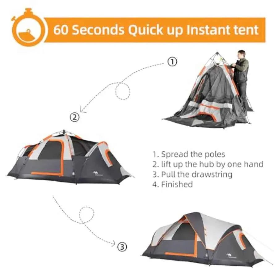 Tent for Family Camping Quick Setup, Instant Pop Up Dome Tents Outdoor 6 Person, with Water-Resistant Rainfly and Mesh Roofs & D