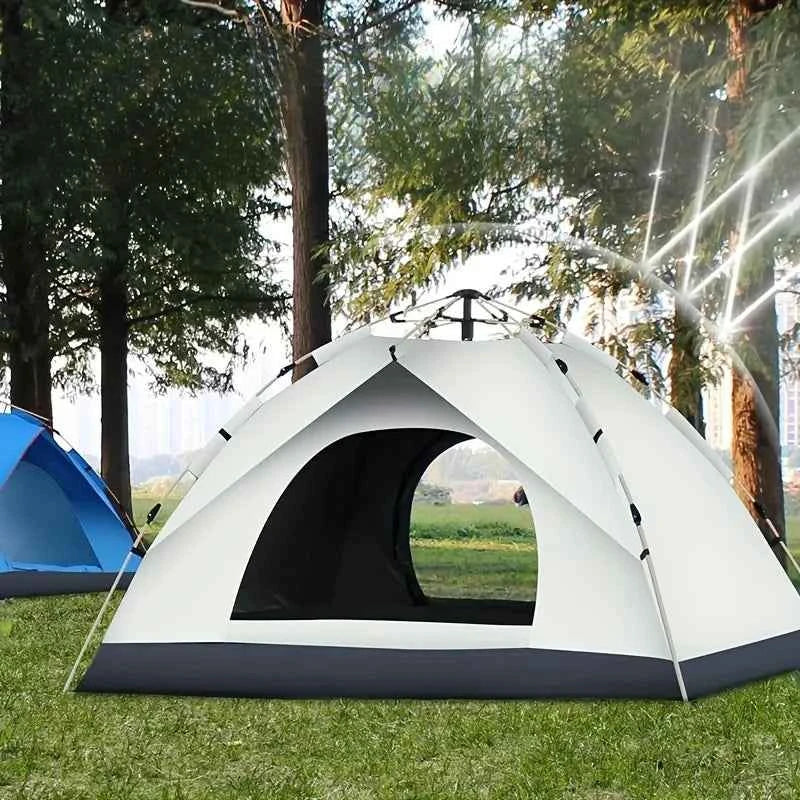 Small Silver Compact Auto Tent – 3-4 Person Instant Pop-Up Camping Shelter