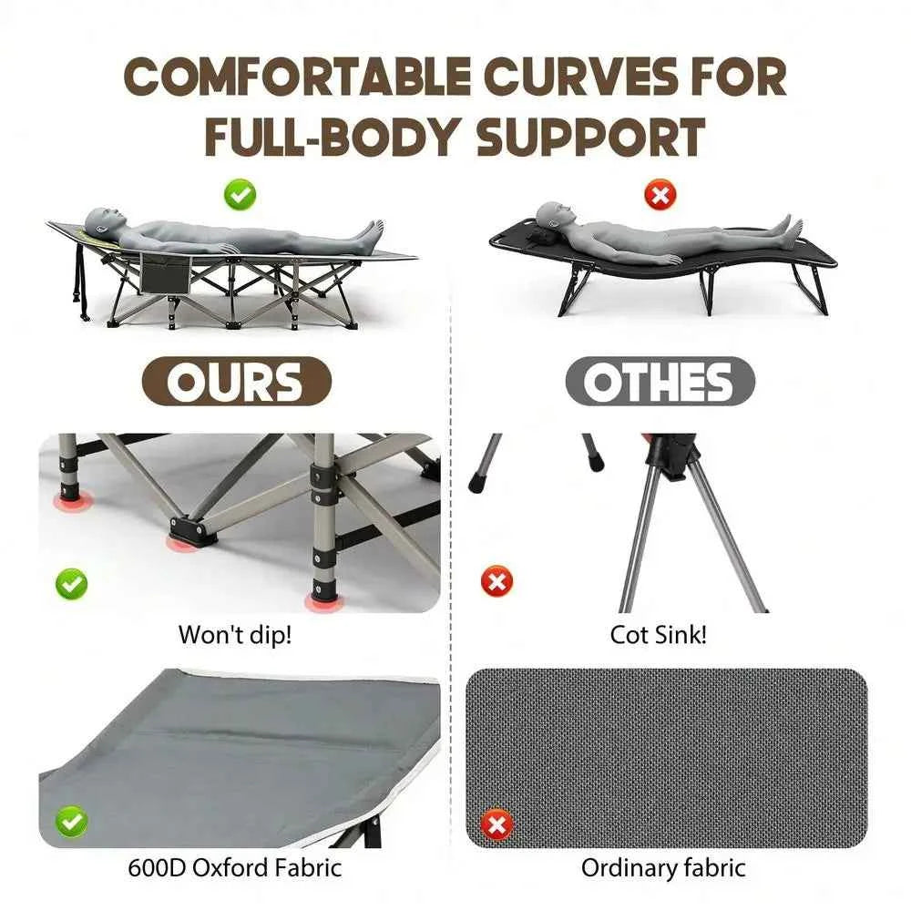Heavy-Duty Portable Camping Cot with Mattress