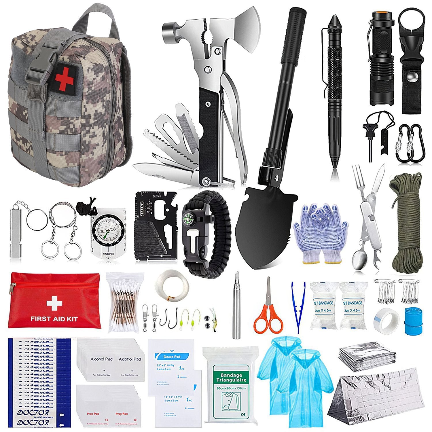 125-Piece Outdoor Survival & First Aid Kit – Emergency Preparedness System