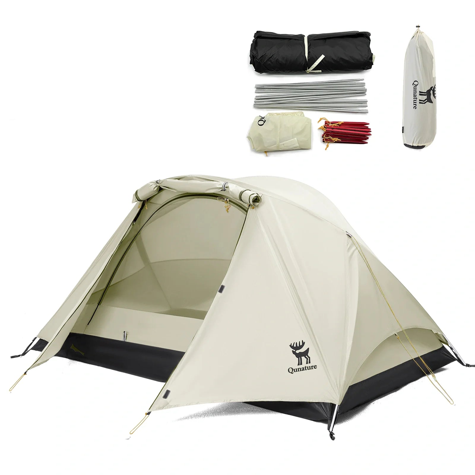 Lightweight 2-Person Rainproof Camping Tent with Aluminum Poles