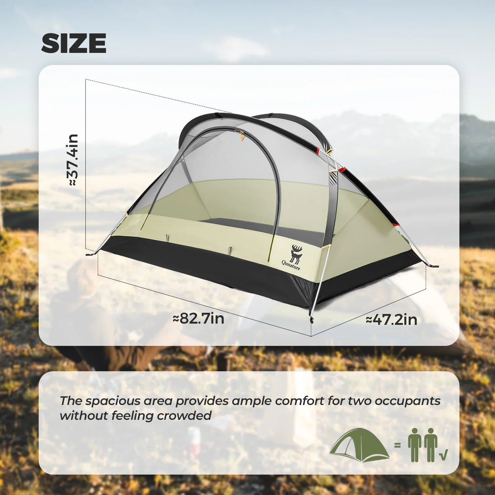 Lightweight 2-Person Rainproof Camping Tent with Aluminum Poles