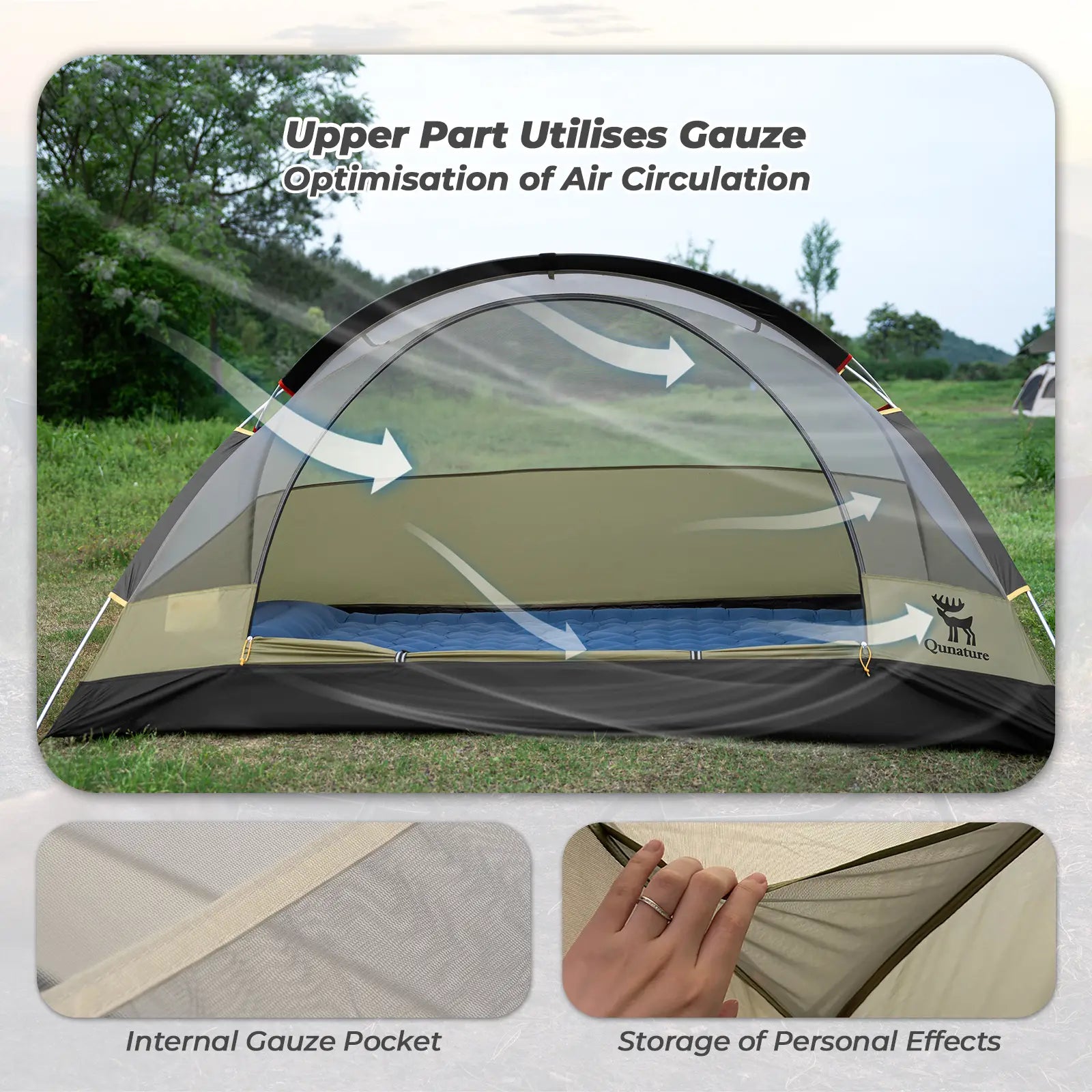 Lightweight 2-Person Rainproof Camping Tent with Aluminum Poles