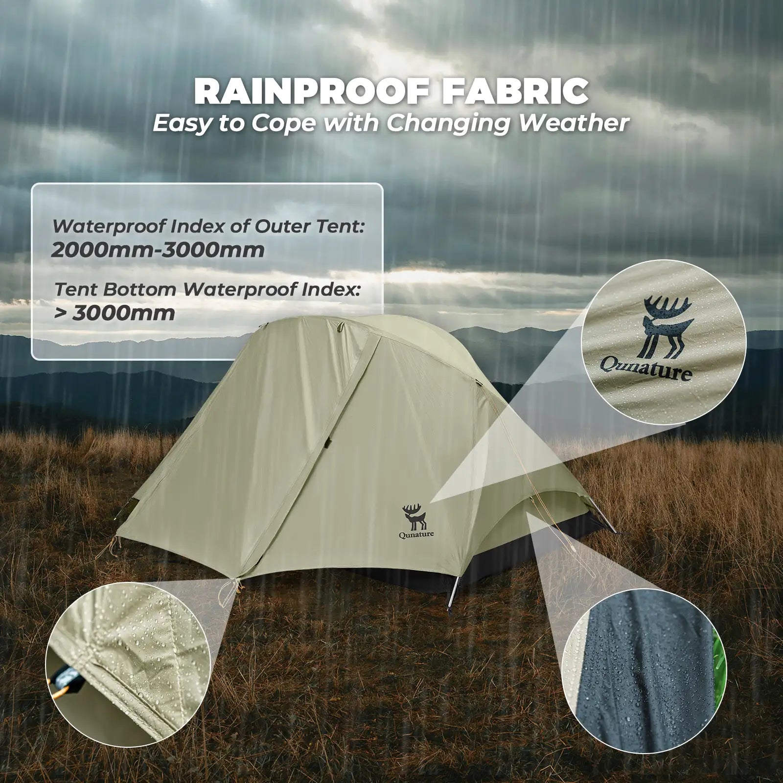 Lightweight 2-Person Rainproof Camping Tent with Aluminum Poles