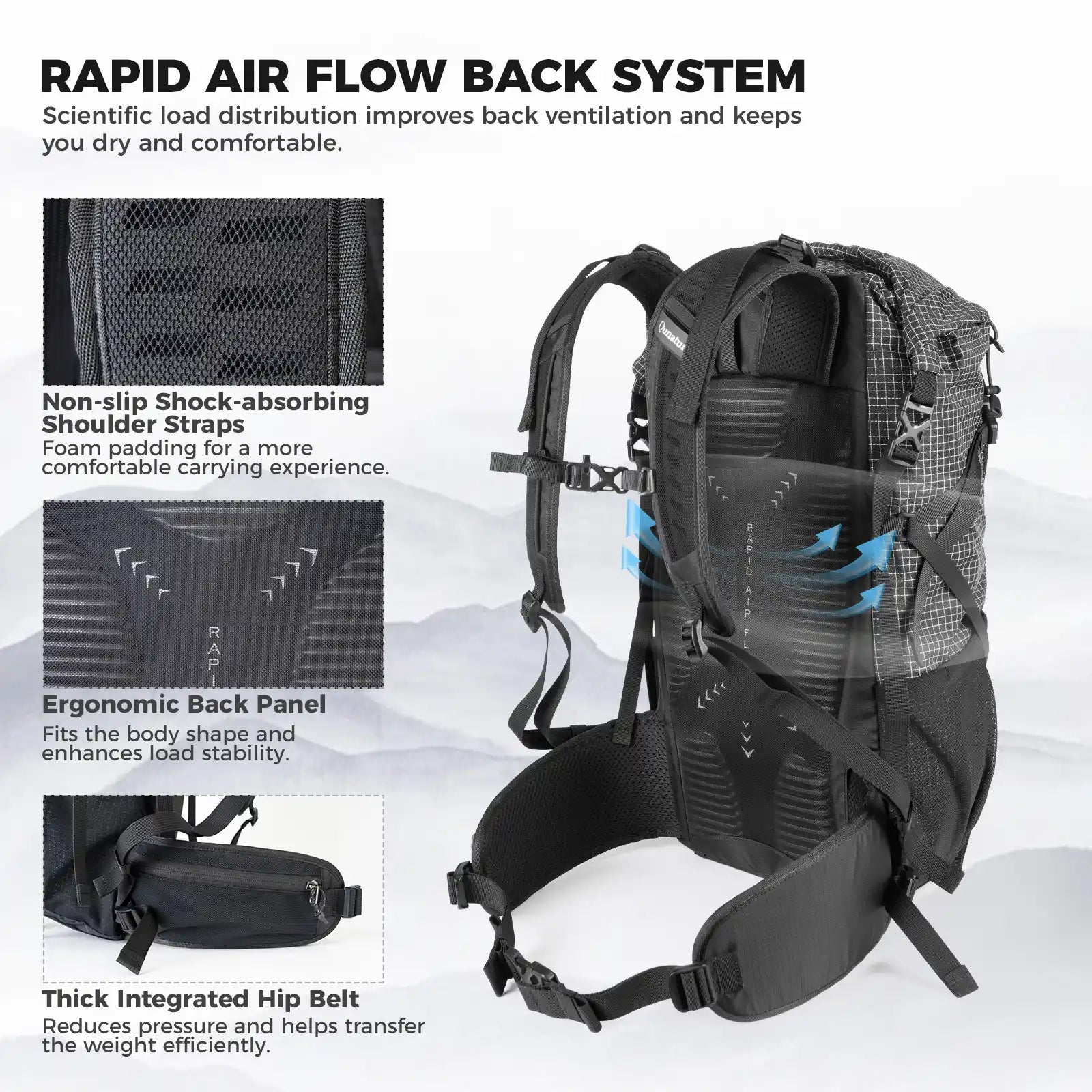 Qunature 35L Waterproof Hiking Backpack